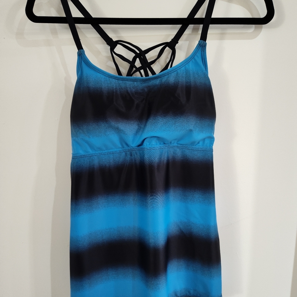 Blue and Black Strappy Tankini